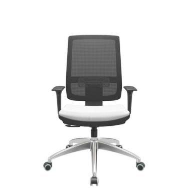 Imagem de Cadeira Office Brizza Tela Preta Assento Aero Branco RelaxPlax Base Al