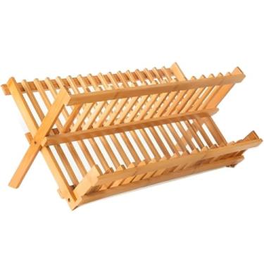 Imagem de Escorredor de Pratos e Copos em Bambu Dobrável 43cm