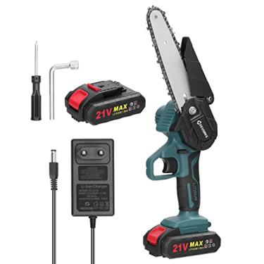 Imagem de Serra elétrica portátil de poda de 21 V e 6 polegadas, recarregável, pequena motosserra para rachar madeira, ferramenta para trabalhar madeira com uma mão, para jardim, pomar, clipe, galhos