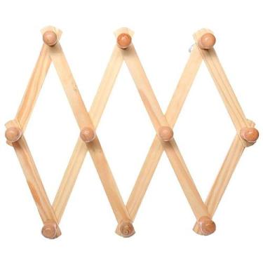 Imagem de Cabide retrátil de madeira com 10 ganchos - ZEIN