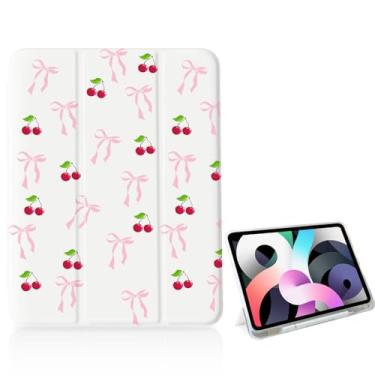 Imagem de OFQKOAKS Capa com laço cereja rosa para iPad 11 polegadas (A16) 11ª 2025/iPad 10,9 polegadas 10ª geração 2022, [suporte para lápis + hibernar/despertar automático], capa protetora fina com suporte