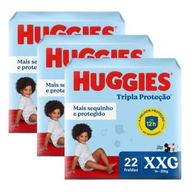 Imagem de Kit 3 Fralda Huggies Tripla Proteção Tamanho XXG Pacote Jumbo 22 Frald