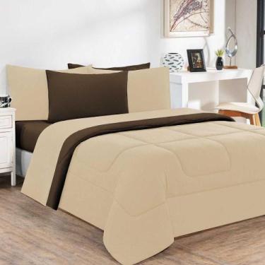 Imagem de Kit Edredom Malha 100% Algodão Gran Moratta 3 Peças Casal - Palha -mar