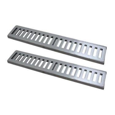 Imagem de Kit 2 Ralo Grelha Linear Caixilho Alumínio Escovado 10x50cm - GDA Indu