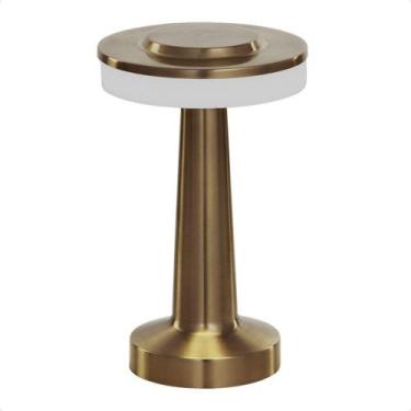 Imagem de Luminária Abajur Mesa Led Pharos Dimerizável S/ Fio Recarregável Ouro 