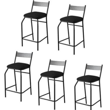 Imagem de Kit 5 Banquetas Gourmet Para Bancada Ou Cozinha Ibiza Preto - GAT MAGA