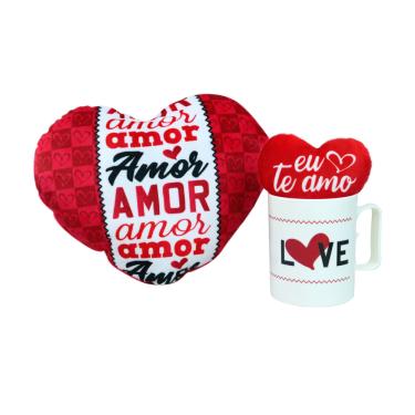 Imagem de Kit Presente Caneca Plástico, Coração, Mini Coração Chaveiro