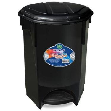 Imagem de Lixeira Multiuso Oval Com Pedal E Tampa 30 Litros Preta