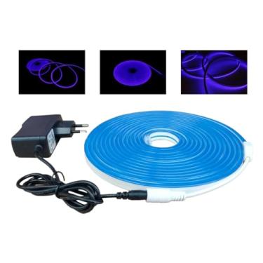 Imagem de Mangueira Neon Led 12v Azul 5 Metros 12mm Com Fonte Bivolt