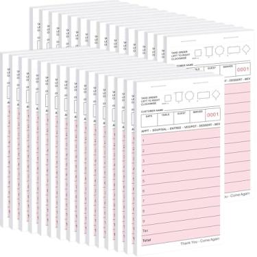 Imagem de UZLU Pacote com 60 blocos de notas para servidores, livros de cheques de convidados a granel para servidores, total de 3000 folhas, pedidos de servidor, papel, vermelho, livro de recibos de alimentos