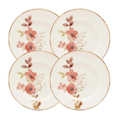 Imagem de Jogo De Pratos Fundos Sopa Kit 4 Peças 21,5cm Cerâmica Chá Das 5 Biona