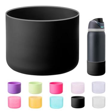 Imagem de Bluwing Bota de silicone para garrafas de água Owala de 947 ml, parte inferior de manga protetora antiderrapante para garrafa de água de aço inoxidável Owala 947 ml FreeSip/Twist/Flip (preto)