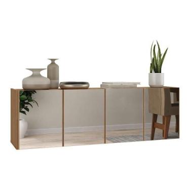 Imagem de Aparador Buffet Suspenso Com Espelhos 4 Portas Multimóveis Mp8005 Rust