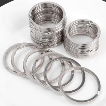 Imagem de 20 peças de chaveiros de aço inoxidável 28/30/32/35 mm anéis divididos de linha plana redonda para chaveiro de fabricação de joias (2,0 x 32 mm)