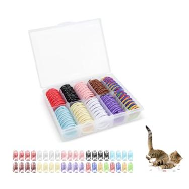 Imagem de Andiker 40 peças de brinquedos de mola para gatos, brinquedo espiral de plástico colorido para liberar energia e manter a forma com uma caixa de armazenamento brinquedo interativo para gatos para