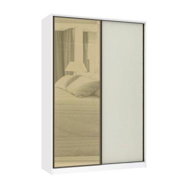 Imagem de Guarda Roupa 2 Portas De Correr 159cm Branco Com Kashmir