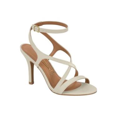 Imagem de Sandalia Vizzano Feminina Salto Alto Com Tiras Finas Branco Off, Branc