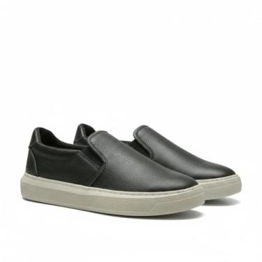 Imagem de Sapatenis Casual Masculino Polo London Club, Tênis Slip On Iate sem Cadarço Cano Baixo Couro Confort Premium (Preto, BR, Adulto, Numérico, 39)