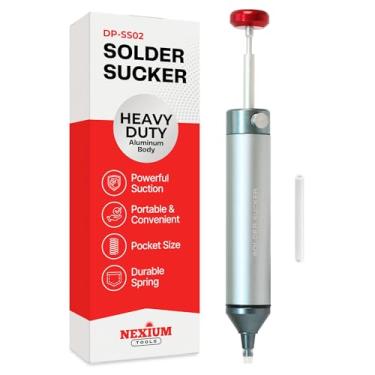 Imagem de NexiumTools Bomba de solda atualizada para dessoldagem - Ferramenta de dessoldagem com desobstruível, alumínio aeronáutico, autolimpa, 8 peças de reposição, Pinecil Ready - Bomba de dessoldagem para