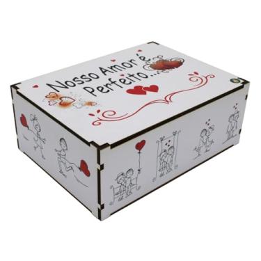 Imagem de Caixa Organizadora Presente para Dia dos Namorados – Decoração Casa MDF Premium 23x17x9 (Nosso Amor é Perfeito)