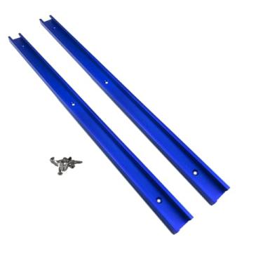 Imagem de Pacote com 2 trilhos em T universais de 500 mm com ranhuras 3/4 de perfil de corte duplo de alumínio com furos e parafusos de montagem pré-perfurados, trilho tipo T 30 para marcenaria e grampos, mesa