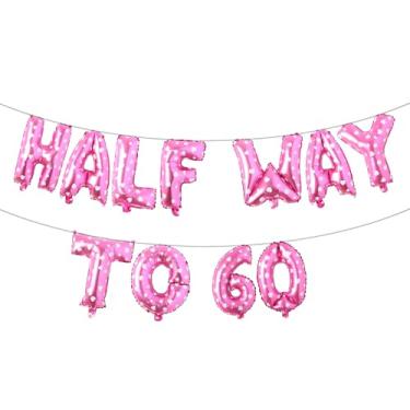 Imagem de Faixa de balão multicolorido Halfway To 60 - Banner Happy 30th Birthday Party - Decorações e suprimentos para festa de 30º aniversário - Decorações de aniversário de 30 anos de casamento (HALFWAY TO