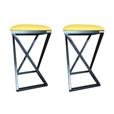 Imagem de Kit 2 Banquetas Baixa Sem Encosto Bar Restaurante Exclusiva Z Amarelo