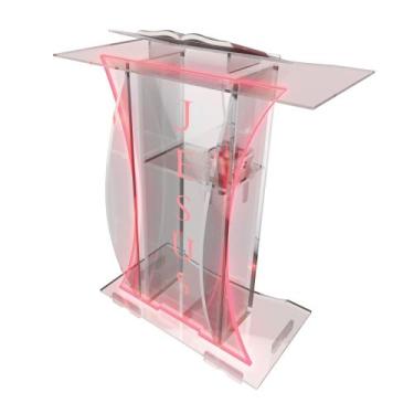 Imagem de Pulpito Acrilico Resistente Bonito 8mm Led e Gravação para Igreja para