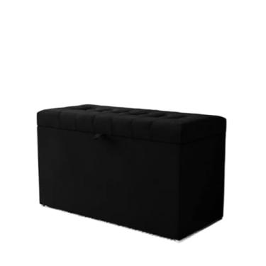Imagem de Puff Baú Decorativo Estofado C/pistão á gás 68 cm 100% MDF(PRETO,Pés em PVC)