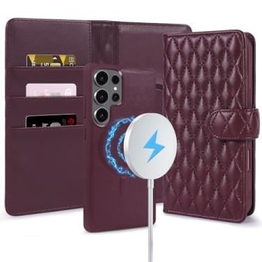 Imagem de Harryshell Capa carteira ultra destacável para Samsung Galaxy S24, capa magnética compatível com Magsafe com bloqueio de RFID, compartimentos para cartões, suporte, capa protetora de couro PU para