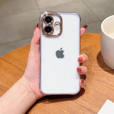 Imagem de HTVJFX Capa protetora para lente de câmera 15promax, revestimento transparente, canto de airbag, capa rígida de PC (para 15promax/roxo)