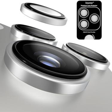 Imagem de KISMER Protetor de lente de câmera para iPhone 17 Pro, liga de alumínio, proteção de tela de vidro temperado, prata