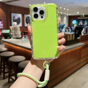 Imagem de HTVJFX Para 14promax Pulseira Cor Sólida Híbrida Armadura Capa Airbag Canto Capa À Prova de Choque (para 14promax/verde brilhante)