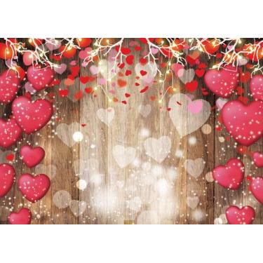 Imagem de Pano de fundo Dudaacvt Dia dos Namorados 2,1 m x 1,5 m de madeira rúst