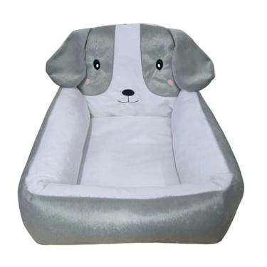 Imagem de Cama Pet para Cachorro e Gato com Pelúcia | Antialérgica e Lavável | Conforto para Pets Pequenos e Médios(Cinza/Branco)