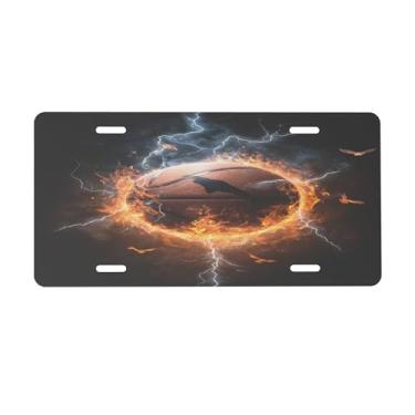 Imagem de Placa de carro artística de basquete para a frente do carro placas de carro alumínio metal adequado para caminhão placa de porta de carro bar café acessórios automotivos para homens mulheres 15 x 30