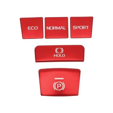Imagem de TUCKBOLD Capa de botão de painel de freio de mão para Toyota Camry 2018-2022 console central acabamento interior tampa de botão estilo decoração vermelha 1 conjunto