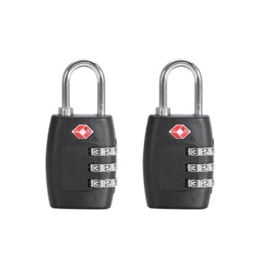 Imagem de Chiffonade Pacote com 2 fechaduras de bagagem combinadas - Cadeados de segurança sem chave de 3 dígitos para malas, mochilas e armários de academia (6,3 x 3,1 x 1,3 cm), Preto, Palavra-passe