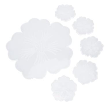 Imagem de Zerodis Bandeja de Fundição de Molde Em Forma de Flor de 6 Peças Molde de 5 Montanhas-russas Adequado para Obras de Arte Coloridas Enfeites de Mesa Tapetes de Vinho Decorações para Casa Em Forma de Flor 6 Peças Resina de Silicone