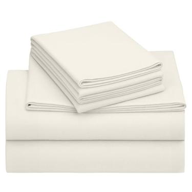 Imagem de California Design Den Lençóis de flanela Queen Size - Feito em Portugal 100% algodão, substancial, veludo macio, conjunto de lençóis de cama de 4 peças, escovado triplo com bolsos extra profundos