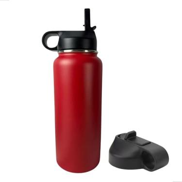 Imagem de Garrafa Térmica Duplamente Isolada a Vácuo, 1000ml, Mantém Bebidas Quentes por 8 Horas e Geladas por 12 Horas Barganha Mix (p1600) (p1599) (vermelho com canudo)