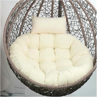 Imagem de Almofada para cadeira suspensa em formato de ovo, almofada redonda para cadeira de balanço com encosto de cabeça removível, 89 x 89 cm (35 x 35 polegadas).