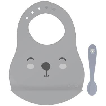 Imagem de Kit Babador e Colher Infantil Tramontina Le Petit Cinza 2 Peças - 2379
