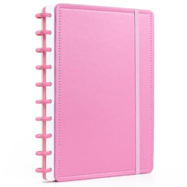 Imagem de Caderno De Discos Grande 80 Folhas B5 Tamanho Colegial Pautado Inteligente Mágico Capa Dura Lisa Colors Básico Com Elástico 1 Matéria, Rosa Claro