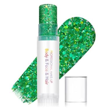 Imagem de GL-Turelifes Bastão de gel com glitter para rosto e corpo, maquiagem com glitter facial para mulheres e crianças, gel com glitter de lantejoulas brilhantes, acessórios de rave de Halloween para