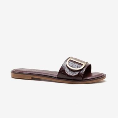 Imagem de Rasteira Lunna Feminina Couro Pinhao - Democrata, 38