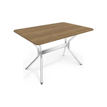 Imagem de Mesa De Cozinha Loire C/ Tampo 1,60cm Cromada/nogueira - Kappesberg