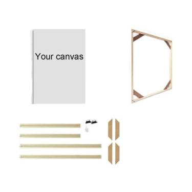 Imagem de Moldura De Madeira Natural Para Tela Em Vários Tamanhos Para Pintura a