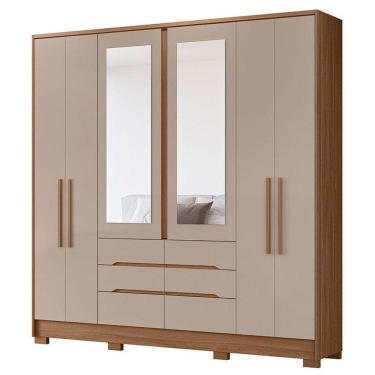 Imagem de Guarda Roupa Casal San Francisco 6 Portas Carvalho Fendi Com Espelho - Moval