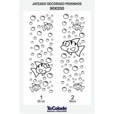 Imagem de Adesivo Para Vidro Box Banheiro Jateado Decorado Peixinho Prova D'agua